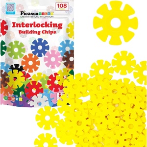 image:imagePicassoTiles Building Chip Interlocking Disc Construction Blocks in Green Color STEM Learning Early Education Toy Engineering Playset Child Brain Development for Toddlers Girls Boys Kids Age 3 PTF108Ylw