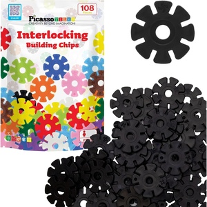 image:imagePicassoTiles Building Chip Interlocking Disc Construction Blocks in Green Color STEM Learning Early Education Toy Engineering Playset Child Brain Development for Toddlers Girls Boys Kids Age 3 PTF108Blk