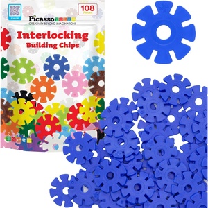 image:imagePicassoTiles Building Chip Interlocking Disc Construction Blocks in Green Color STEM Learning Early Education Toy Engineering Playset Child Brain Development for Toddlers Girls Boys Kids Age 3 PTF108Blu