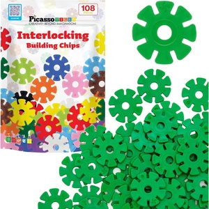 image:imagePicassoTiles Building Chip Interlocking Disc Construction Blocks in Green Color STEM Learning Early Education Toy Engineering Playset Child Brain Development for Toddlers Girls Boys Kids Age 3 PTF108Grn