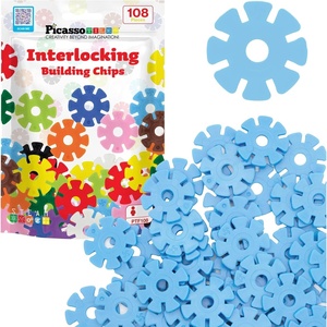 image:imagePicassoTiles Building Chip Interlocking Disc Construction Blocks in Green Color STEM Learning Early Education Toy Engineering Playset Child Brain Development for Toddlers Girls Boys Kids Age 3 PTF108Lblu