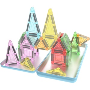image:imagePicassoTiles Clear Transparent Magnetic Tile Expansion Set STEM Educational Construction Toy Kit for Kids Age 3 Plus Magnet Building Blocks Preschool Learning Creativity and Skill Development PTE1330 Pcs Nano With Tin Storage Case