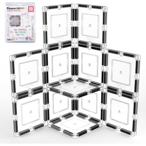 image:imagePicassoTiles Clear Transparent Magnetic Tile Expansion Set STEM Educational Construction Toy Kit for Kids Age 3 Plus Magnet Building Blocks Preschool Learning Creativity and Skill Development PTE13Clear Transparent