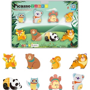 image:imagePicassoTiles Dinosaur Magnetic Tiles Accessory Set Mix and Match Dino Figure Parts for STEM Magnet Tile Construction Building Blocks Sets Creative Pretend Play Educational Toy for Kids Ages 3 PTA288 Forest Animal