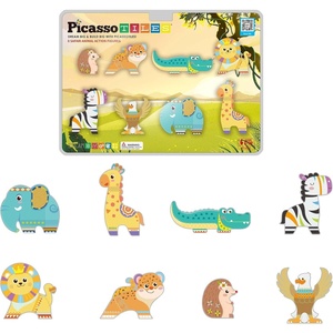 image:imagePicassoTiles Dinosaur Magnetic Tiles Accessory Set Mix and Match Dino Figure Parts for STEM Magnet Tile Construction Building Blocks Sets Creative Pretend Play Educational Toy for Kids Ages 3 PTA288 Safari Animal