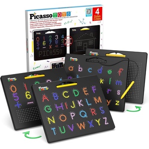 image:imagePicassoTiles DoubleSided 2in1 Upper amp Lower Case ABC Magnetic Drawing Board 10x12 Inch Letter Tracing Writing Tablet STEM Learning Toy for Kids Ages 32pk 4in1 Alphabets  Num Free