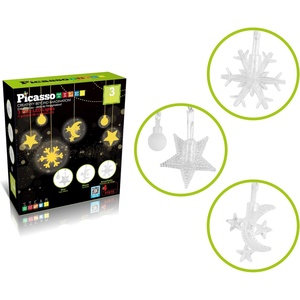 image:imagePicassoTiles LED Lights 3 Piece Set 27 Total Length 9 Each Warm Color Battery Operated Night Lighting Kids Bedroom Decoration Toy Strip Hanging String Light Child Age 3 Star Moon Snowflake ShapeMulticolor