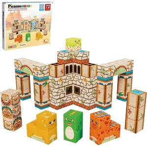 image:imagePicassoTiles Magnet Cube Building Blocks 12 3CM Magnetic Cubes Toy Construction Building Educational Sensory Toys with Idea Booklet for School amp Preschool Kids Boys Girls Toddlers PMC301Prehistoric World Themed