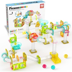 image:imagePicassoTiles Magnet Tile Building Block 80pc Marble Run Race Track Travel Size Pretend Play Toy With Launcher Lifter STEM Education Learning Magnetic Tiles Construction Kit School Boys Girls 3 PTMG80Mini Marble 80 Pcs