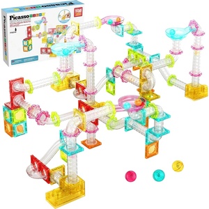 image:imagePicassoTiles Magnet Tile Building Block 80pc Marble Run Race Track Travel Size Pretend Play Toy With Launcher Lifter STEM Education Learning Magnetic Tiles Construction Kit School Boys Girls 3 PTMG80Mini Marble100 Pcs