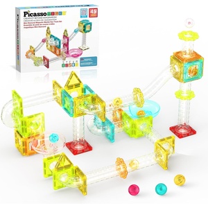 image:imagePicassoTiles Magnet Tile Building Block 80pc Marble Run Race Track Travel Size Pretend Play Toy With Launcher Lifter STEM Education Learning Magnetic Tiles Construction Kit School Boys Girls 3 PTMG80Mini Marble 45 Pcs