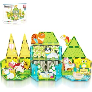image:imagePicassoTiles Magnet Tiles Magnetic Building Blocks with 8 Construction Vehicles Crank Truck Excavator Bulldozer Road Roller Concrete Mixer Tractor Dump Truck Forklift Toys Learning Kids Ages 3 PTQ11Farm Animal Set With 8 Action Figures