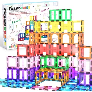 image:imagePicassoTiles Magnetic Building Block Quarter Round and Window Set Magnet Construction Toy Educational Kit Engineering STEM Learning Playset Child Brain Development Stacking Blocks PlayboardsSeethrough Shape