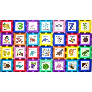 image:imagePicassoTiles Magnetic Building Blocks with Tiles and Educational Artwork Graphic Clickin Inserts Magnet Construction Toy Set STEM Learning Kit Playset Child Brain Development PT5656pcs Educational Tiles
