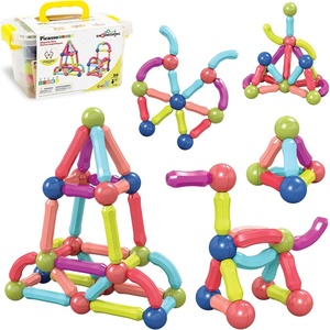 image:imagePicassoTiles Magnetic Building Stick Block Construction Set with Storage Bin Colorful 3D STEM Toy Blocks Bar Balls amp Rods Montessori Educational for All Ages Puzzle Toy for Boys amp Girls PTX50