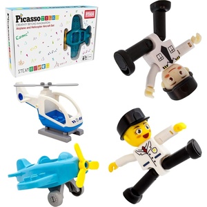 image:imagePicassoTiles Magnetic Figures 5 Piece Vehicle and Action Figure Set Including School Bus Car Truck and 2 Drivers Magnet Expansion Pack Toddler Toy Kit Pretend Playset for Construction Building BlockPilots