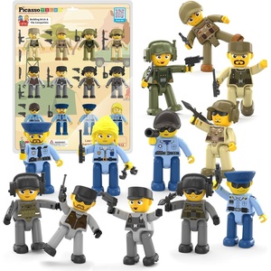 image:imagePicassoTiles Magnetic Figures 5 Piece Vehicle and Action Figure Set Including School Bus Car Truck and 2 Drivers Magnet Expansion Pack Toddler Toy Kit Pretend Playset for Construction Building BlockLaw Enforcement