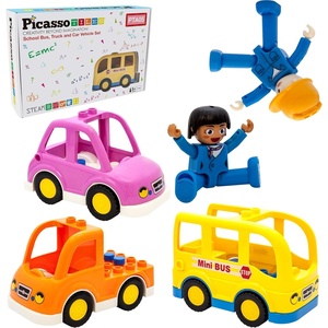 image:imagePicassoTiles Magnetic Figures 5 Piece Vehicle and Action Figure Set Including School Bus Car Truck and 2 Drivers Magnet Expansion Pack Toddler Toy Kit Pretend Playset for Construction Building BlockDrivers