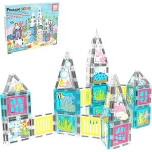 image:imagePicassoTiles Magnetic Tiles Magnet Tile Building Blocks Printed Fall Farm Themed Animal Toy Set with 8 Farmyard Animals Character Action Figures STEM Learning Playset for Kids Ages 3 PTQ27Mermaid Theme