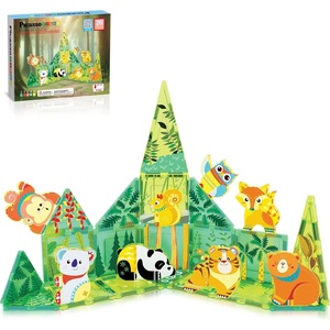 image:imagePicassoTiles Magnetic Tiles Magnet Tile Building Blocks Printed Fall Farm Themed Animal Toy Set with 8 Farmyard Animals Character Action Figures STEM Learning Playset for Kids Ages 3 PTQ27Forest