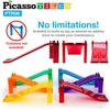 image:imagePicassoTiles 128PC Magnetic Race Car Track  3 LED Light Up Truck Cars  6PC Expansion Ramp Tiles Mega Bundle STEAM Learning Enhance Construction Skills HandEye Coordination and Fine Motor Skills