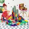 image:imagePicassoTiles 128PC Magnetic Race Car Track  3 LED Light Up Truck Cars  6PC Expansion Ramp Tiles Mega Bundle STEAM Learning Enhance Construction Skills HandEye Coordination and Fine Motor Skills