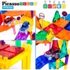 image:imagePicassoTiles 150PC Magnetic Race Car Track  3 LED Light Up Truck Cars  6PC Expansion Ramp Tiles Mega Bundle STEAM Learning Enhance Construction Skills HandEye Coordination and Fine Motor Skills