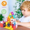 image:imagePicassoTiles Magnet Tile Building Block Set Magnetic Construction Square Triangle Tiles Toy Kit Sparking Creativity Geometric Shapes STEM Educational Learning Brain Development Kids Ages 3 PB24350 Pcs With Car and Figures