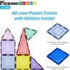 image:imagePicassoTiles Magnetic Tiles Blocks Magnet Tile Magnets Building Blocks Construction Toy Set with Reflective Leaf Flakes Magnetic Building Tiles Toys STEM Learning Kit Stacking Block Playset PTJ48