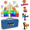 image:imagePicassoTiles 100PC Magnet Tiles  Carry Case  4 Family People Action Figures Expansion Bundle STEAM Educational Playset for Creative Fun and Learning Construction Play Pretend Play Toy for Kids