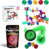 image:imagePicassoTiles 100PC Marble Run Race Track  4PC LED LightUp Glow in The Dark Translucent Balls STEAM Educational Playset for Kids  Fun Learning Construction Toy Creative Design Sensory Development