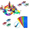 image:imagePicassoTiles 128PC Magnetic Race Car Track  3 LED Light Up Truck Cars  6PC Expansion Ramp Tiles Mega Bundle STEAM Learning Enhance Construction Skills HandEye Coordination and Fine Motor Skills