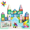 image:imagePicassoTiles Magnet Tile Building Block Set Magnetic Construction Square Triangle Tiles Toy Kit Sparking Creativity Geometric Shapes STEM Educational Learning Brain Development Kids Ages 3 PB24350 Pcs With Car and Figures