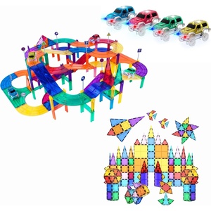 image:imagePicassoTiles 150PC Magnetic Race Car Track  100PC Magnet Tiles Fun amp Creative Playset STEAM Learning Enhance Construction Skills HandEye Coordination and Fine Motor Skills Gift for Boys amp Girls