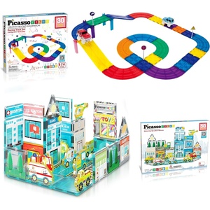 image:imagePicassoTiles 30PC Magnetic Race Car Track  50PC Metro City Magnet Tiles Fun amp Creative Playset STEAM Learning Enhance Construction Skills HandEye Coordination and Fine Motor Skills Gift Idea