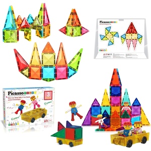 image:imagePicassoTiles 36PC Magnetic Mini Diamond Building Tiles  Mini Tiles Expansion Car Truck with 2 Action Figures Travel Size OnTheGo STEAM Learning Playset Pretend Play Toy for Boys and Girls