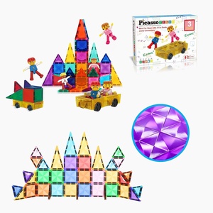 image:imagePicassoTiles 40PC Magnetic Mini Diamond Building Tiles  Mini Tiles Expansion Car Truck with 2 Action Figures Travel Size OnTheGo STEAM Learning Playset Pretend Play Toy for Boys and Girls