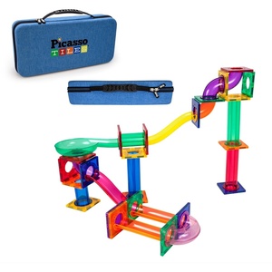 image:imagePicassoTiles 50PC Marble Run Race Track  Carry Case Bundle STEAM Educational Playset for Kids Includes Travel Storage Organizer  Fun Learning Construction Toy Creative Design Sensory Development