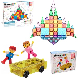 image:imagePicassoTiles 80PC Magnetic Mini Diamond Tiles  Mini Car Truck Set with Action Figures Bundle Travel Size OnTheGo Magnet Construction Expansion Playset STEAM Learning amp Educational Toy Gift Idea