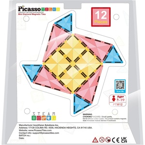 image:imagePicassoTiles Magnet Tile Building Blocks Mini Diamond Series Magnetized Toy Travel Size Compact Portable Magnetic Construction Block STEM Sensory Toy Early Education Learning Kids Ages 3 PTM1212pc