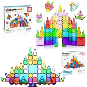 image:imagePicassoTiles Mega Building Bundle 100PC Magnet Tiles  100PC Mini Diamond Construction Blocks STEAM Learning amp Educational Sensory Playset for Preschool amp Kindergarten Kids A Classroom Must Have