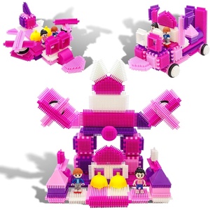 image:imagePicassoTiles PTB106 106pcs Hedgehog Lock Building Blocks Tiles Pink Castle Theme Set wHuman Figures Learning Playset STEM Toy Set Educational Kit Child Brain Development Preschool Kindergarten Toy