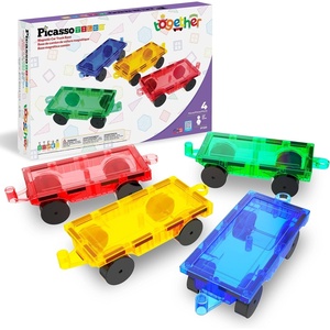 image:imagePicassoTiles Vehicle Set Magnetic Car Toy Construction Block Parts Ages 3Blue  Red  Yellow  Green
